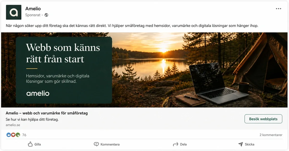Amelios kampanjinnehåll anpassat för LinkedIn